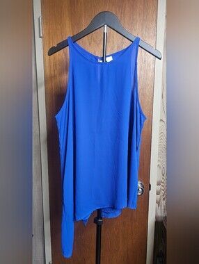 Japna Cobalt Blue Sleeveless Top Assymetrical